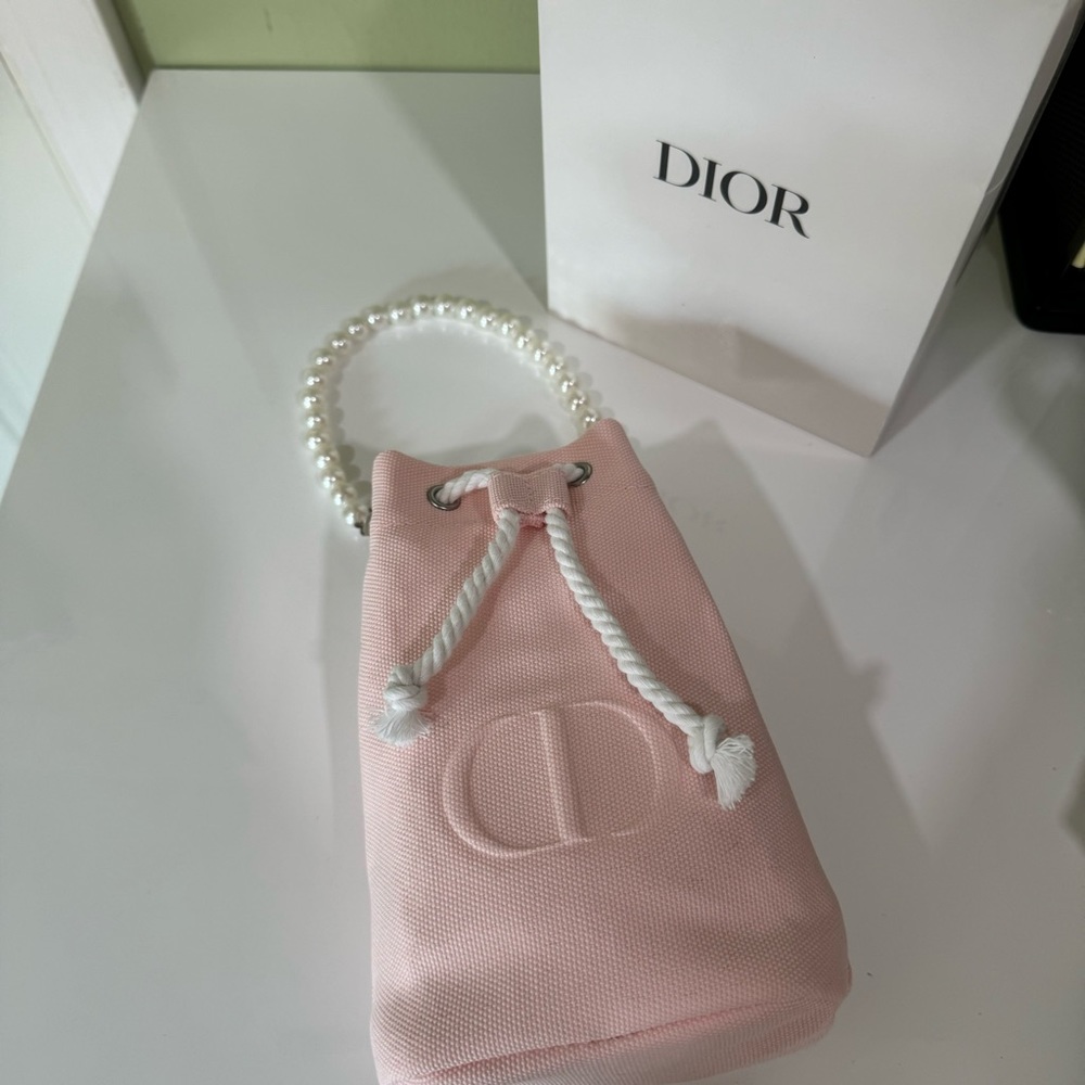 Dior Beauty drawstring mini pink pouch bag
